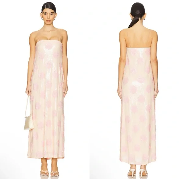 Show Me Your MuMu Blush and Cream Strapless Maxi Dress - Picture 2 of 9